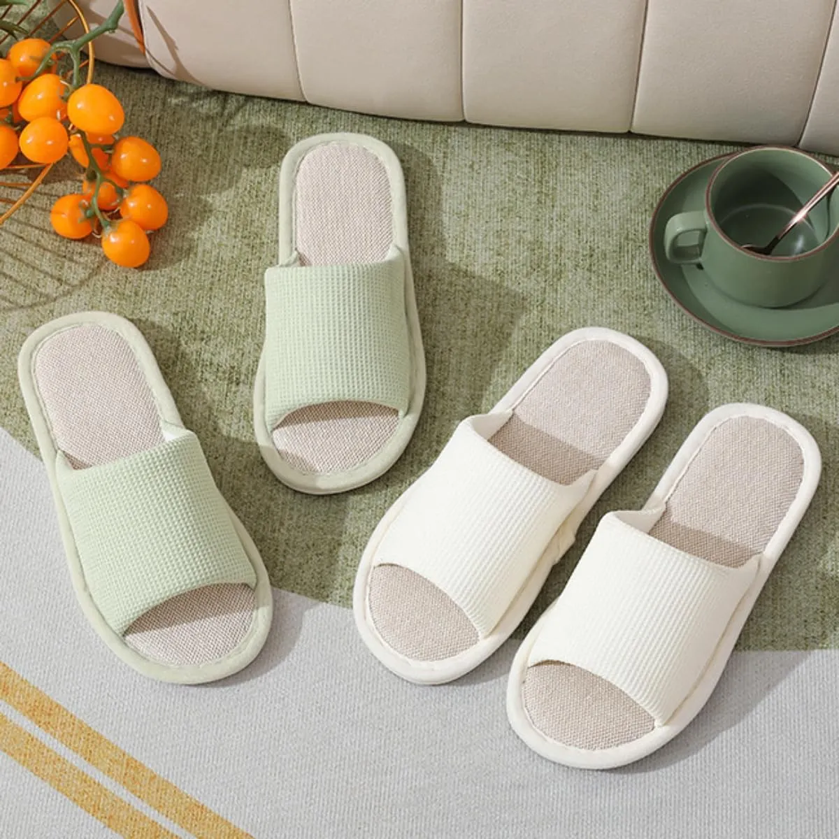 Women Slipper Soft Sole Open Toe House Slippers Memory Foam Slip On Bedroom Cozy Indoor Outdoor Home Slippers