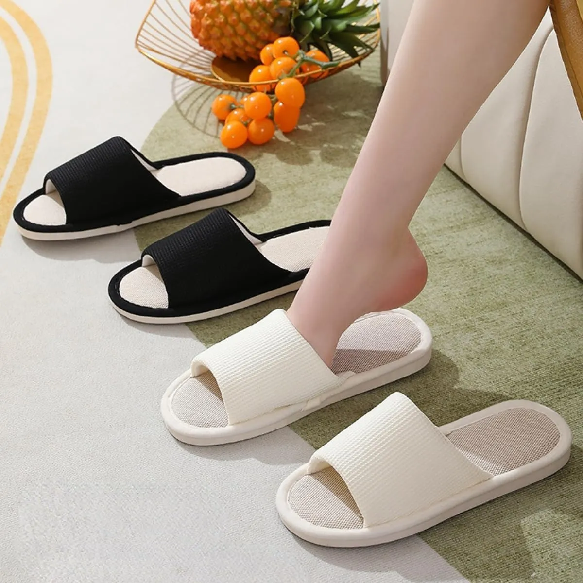 Women Slipper Soft Sole Open Toe House Slippers Memory Foam Slip On Bedroom Cozy Indoor Outdoor Home Slippers