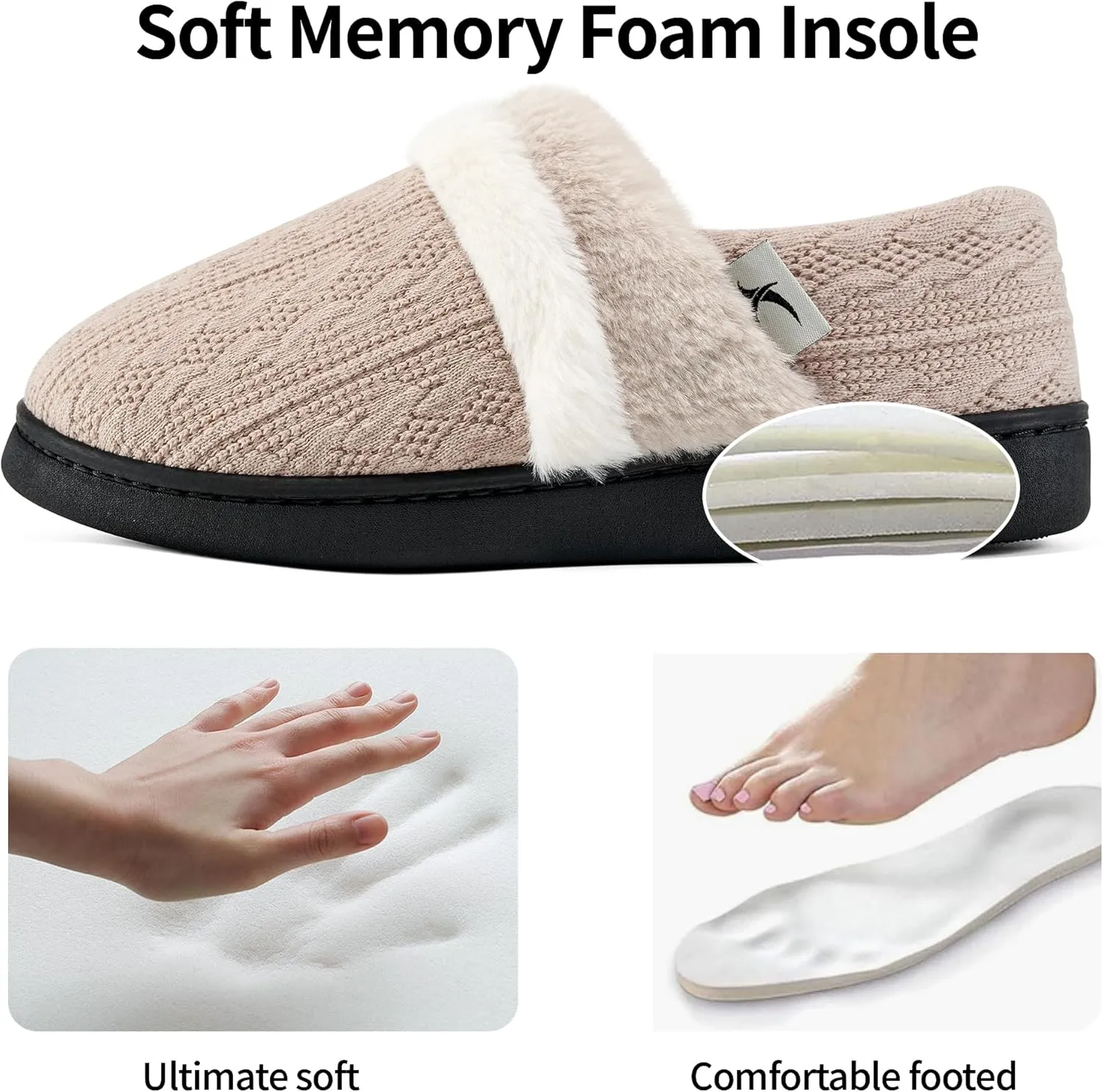 Women Slippers Fuzzy Ladies Shoes: Warm House Slippers for Indoor Outdoor
