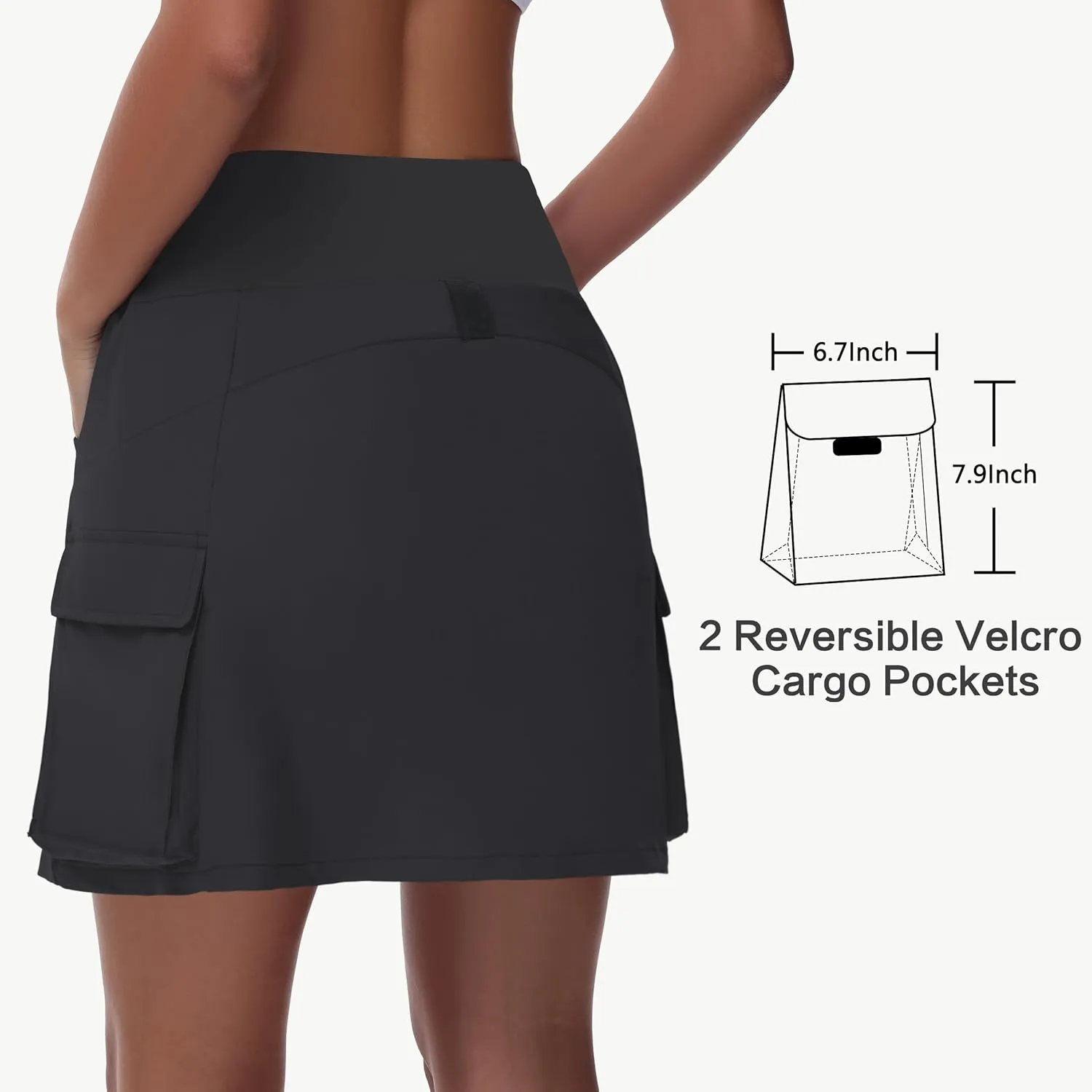 Women's 16" 20" Hiking Cargo Skort Skirt - High Waisted Golf Dressy Casual Workout Sport Skirt with Liner Quick Dry