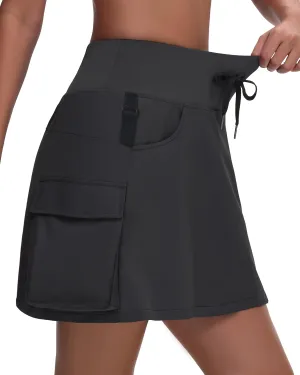 Women's 16" 20" Hiking Cargo Skort Skirt - High Waisted Golf Dressy Casual Workout Sport Skirt with Liner Quick Dry