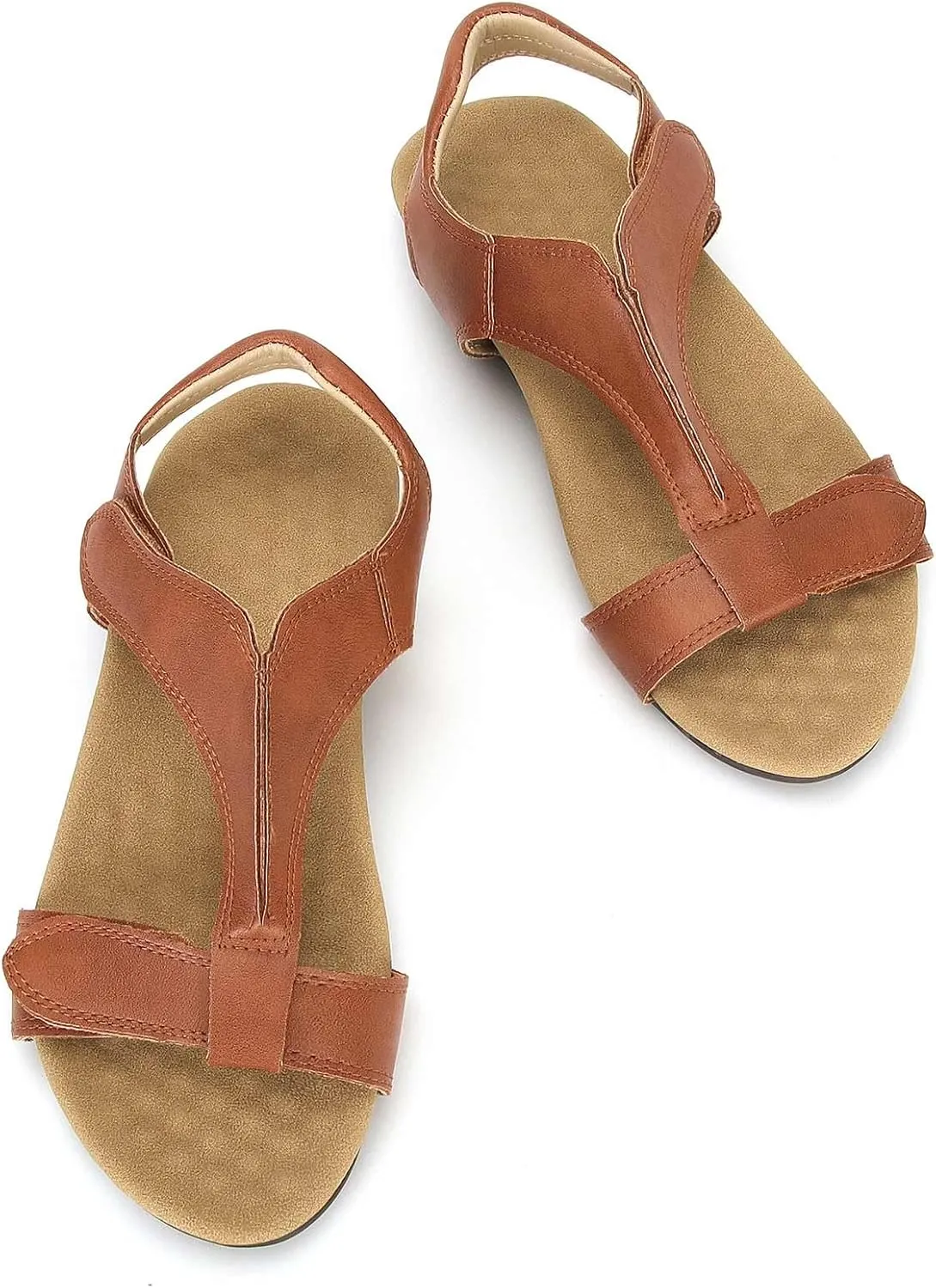 Women's Arch Support Sandals Orthotic Flat Sandals Adjustable Comfort Walking Sandals