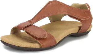 Women's Arch Support Sandals Orthotic Flat Sandals Adjustable Comfort Walking Sandals