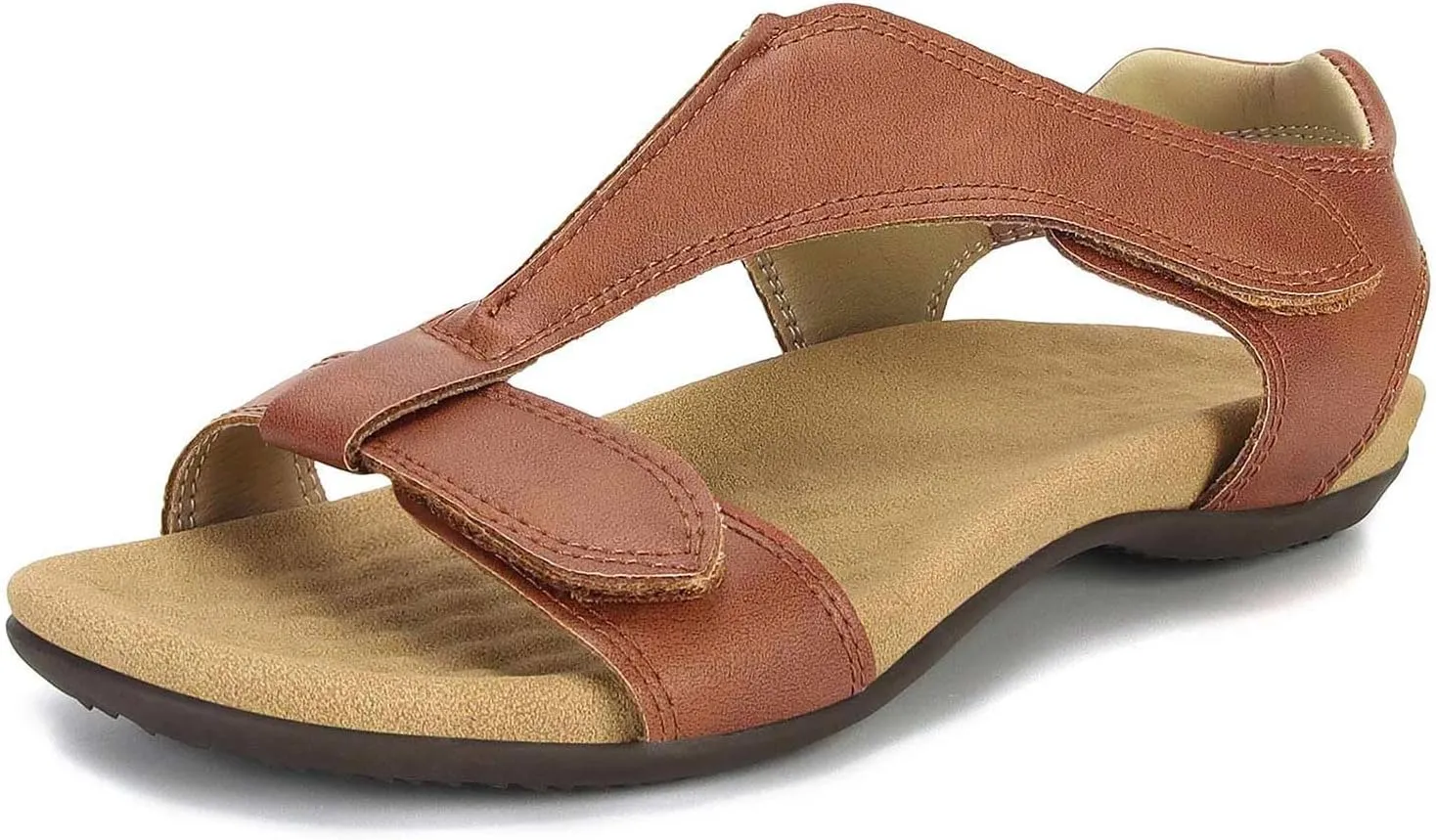 Women's Arch Support Sandals Orthotic Flat Sandals Adjustable Comfort Walking Sandals