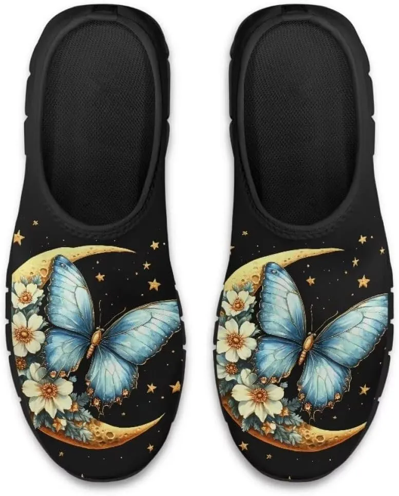 Womens Athletic Shoes Flowers Print Sports Shoes Slip-on Air Mesh Lightweight Sneakers Running Flats