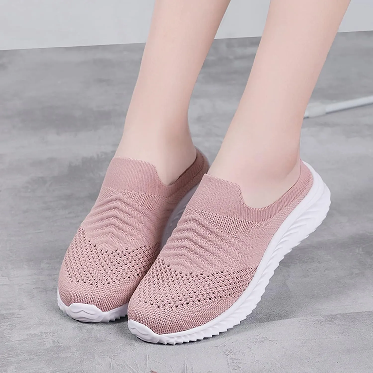 Women's Backless Slip on Mesh Sneakers Shoes Walking Shoes Women Slip On Black Casual Shoes White Platform Sneakers Steel Toe Tennis Shoe Loafers Casual Slip On