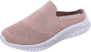 Women's Backless Slip on Mesh Sneakers Shoes Walking Shoes Women Slip On Black Casual Shoes White Platform Sneakers Steel Toe Tennis Shoe Loafers Casual Slip On