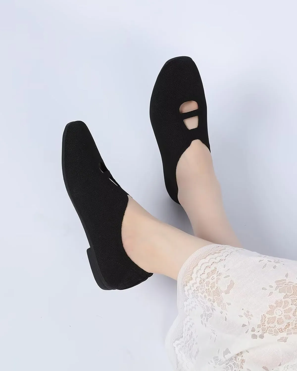Women's Ballet Flat Knit Dressy Shoes Comfort Walking Work Slip-on Flats Ballerina Office Driving Shoes Low Wedge