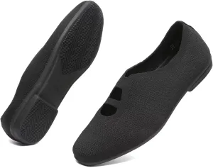 Women's Ballet Flat Knit Dressy Shoes Comfort Walking Work Slip-on Flats Ballerina Office Driving Shoes Low Wedge