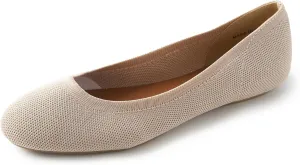 Women's Ballet Flats Soft Knit Lightweight Round Toe Slip On Comfort Ballerina Flat Shoes for Walking Low Wedge Soft