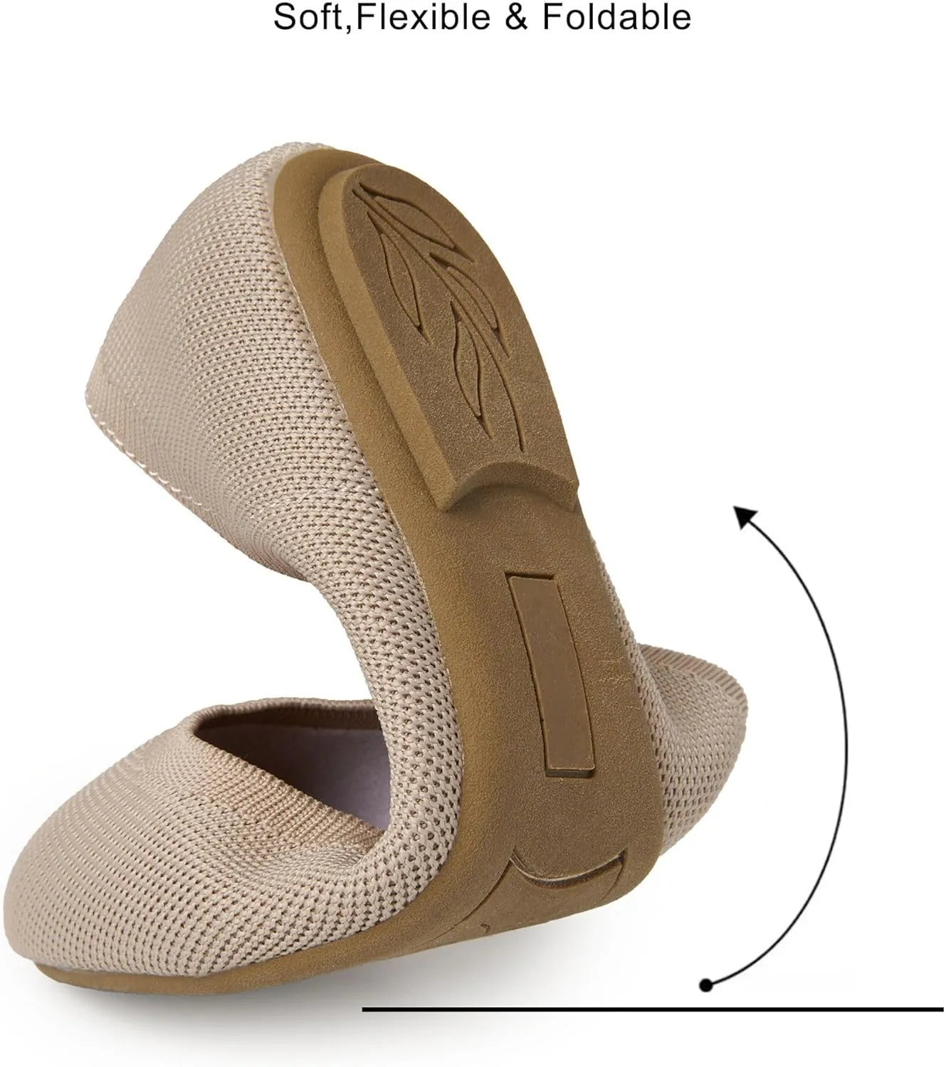 Women's Ballet Flats Soft Knit Lightweight Round Toe Slip On Comfort Ballerina Flat Shoes for Walking Low Wedge Soft