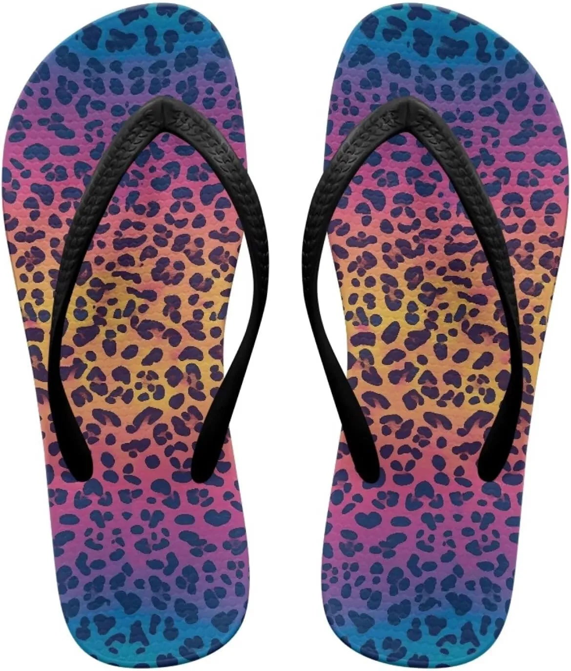 Women's Beach Flip-Flops Tropical Style Lightweight Thong Sandals with EVA Sole Non-Slip Pool Shower Slippers