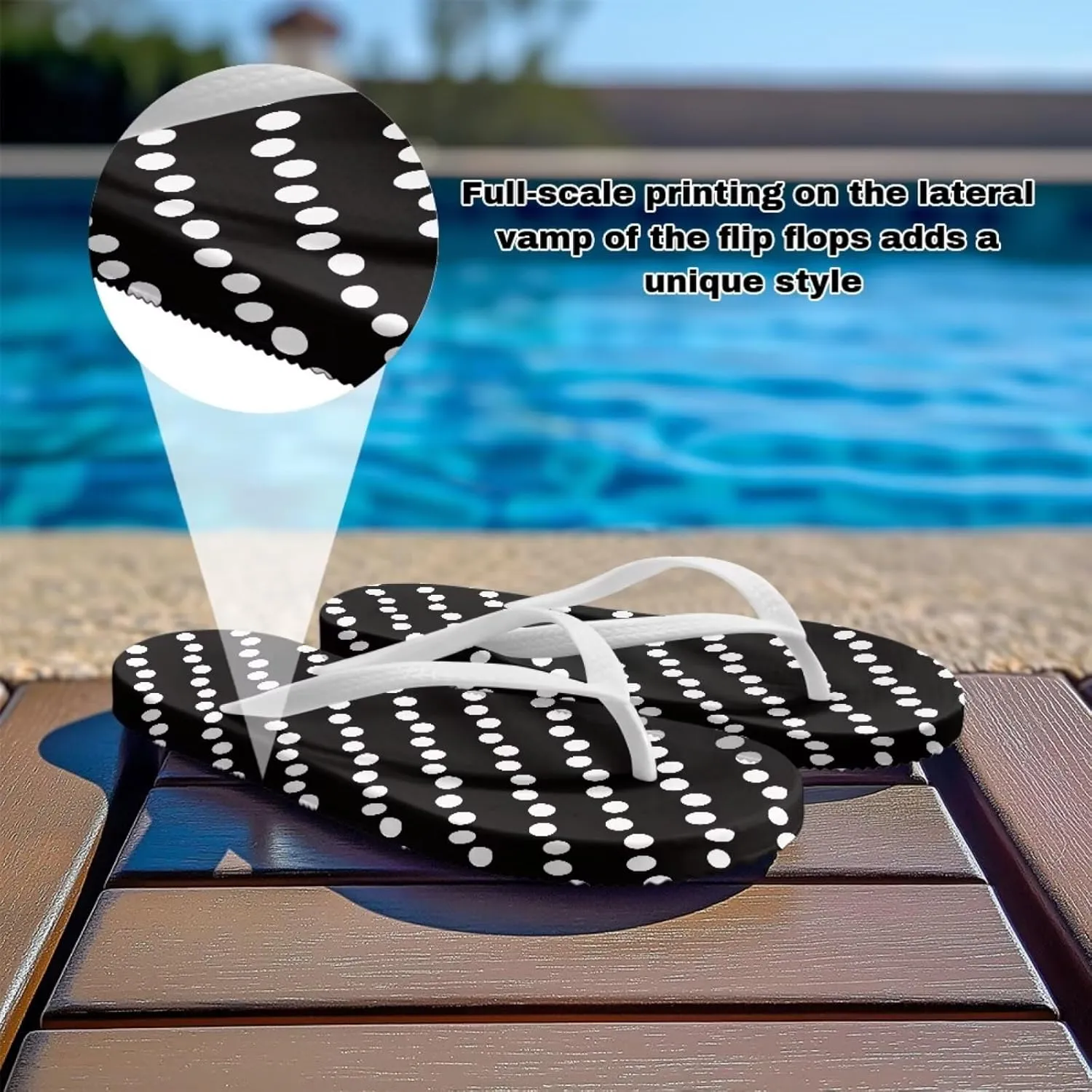 Women's Beach Flip-Flops Tropical Style Lightweight Thong Sandals with EVA Sole Non-Slip Pool Shower Slippers