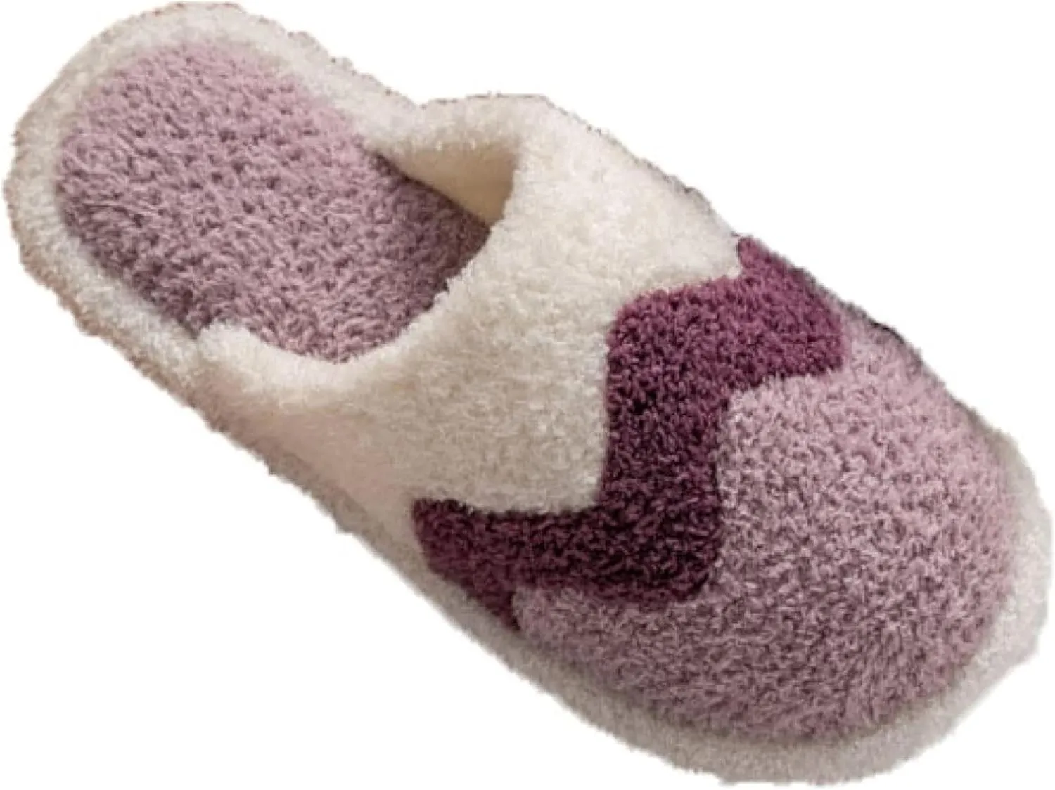 Women's Bedroom Slippers Stripe Wave Memory Foam House Shoes Plush Lining Fur Slippers Funny Faux Fur Relax