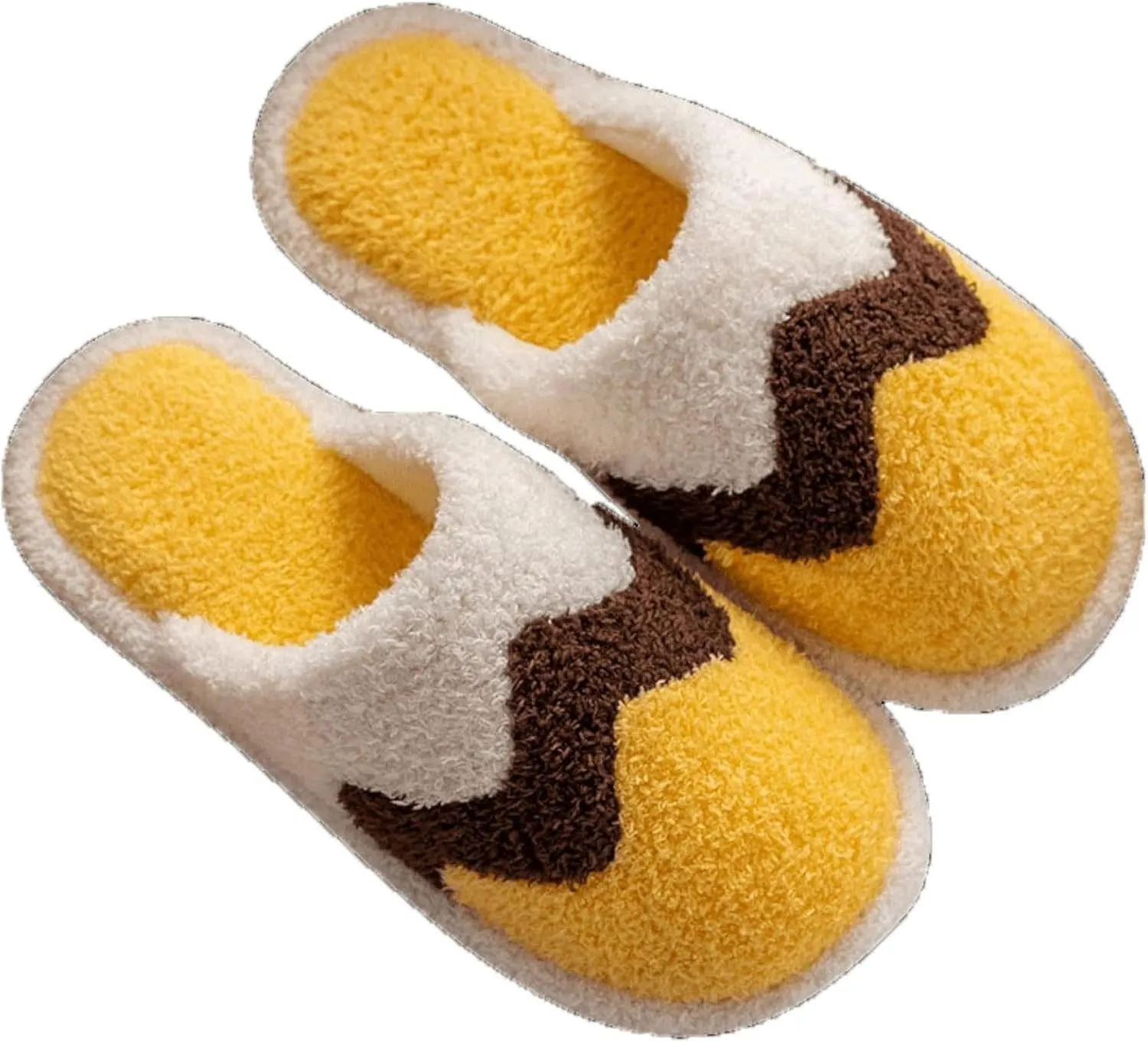 Women's Bedroom Slippers Stripe Wave Memory Foam House Shoes Plush Lining Fur Slippers Funny Faux Fur Relax