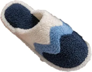 Women's Bedroom Slippers Stripe Wave Memory Foam House Shoes Plush Lining Fur Slippers Funny Faux Fur Relax