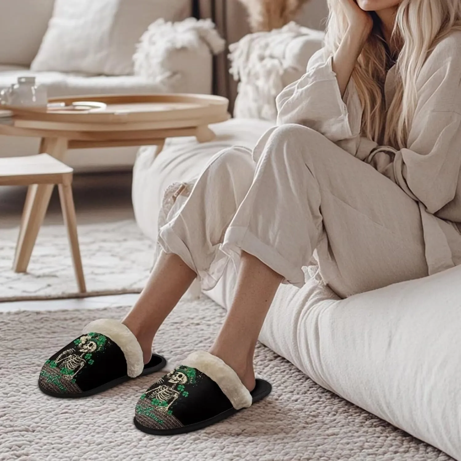 Womens Cotton Casual House Shoes Breathable Warm Slippers Comfortable Cute Fashion Breathable Shoes for Walking US XS-XL Black Sole