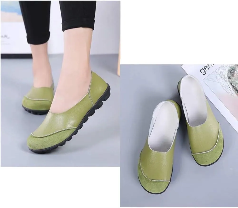 Women's Cowhide Leather Loafers Flats Moccasins Slip-On