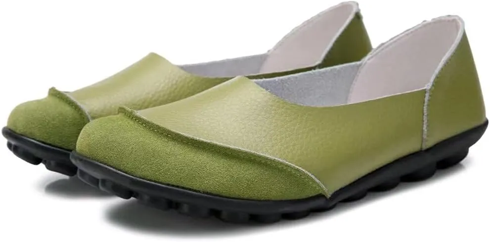 Women's Cowhide Leather Loafers Flats Moccasins Slip-On