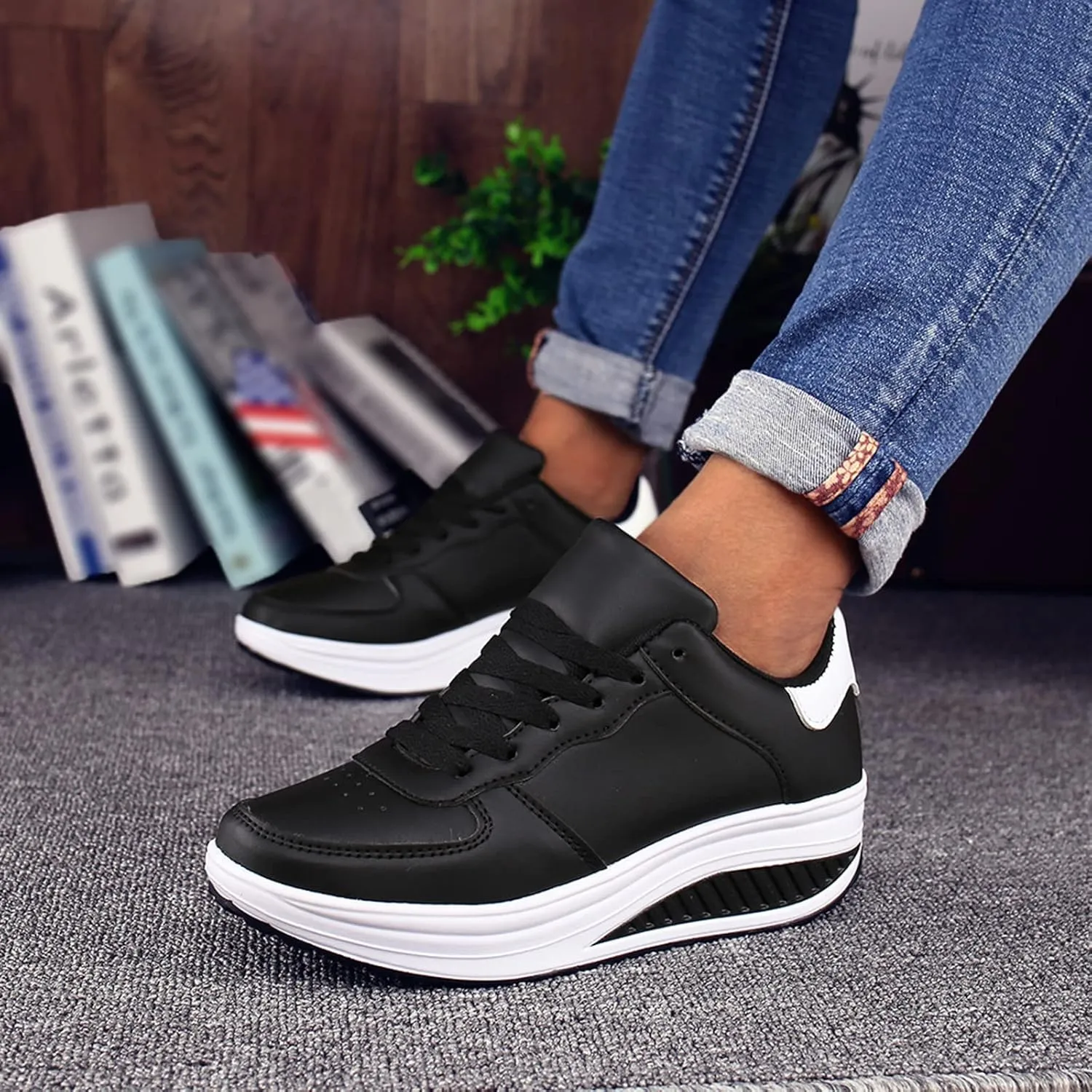 Women's Espadrille Platform Sneakers Chunky Fashion Casual Shoes for Women Comfortable Walking Lightweight Non Slip Memory Foam Insole Sneakers for Women