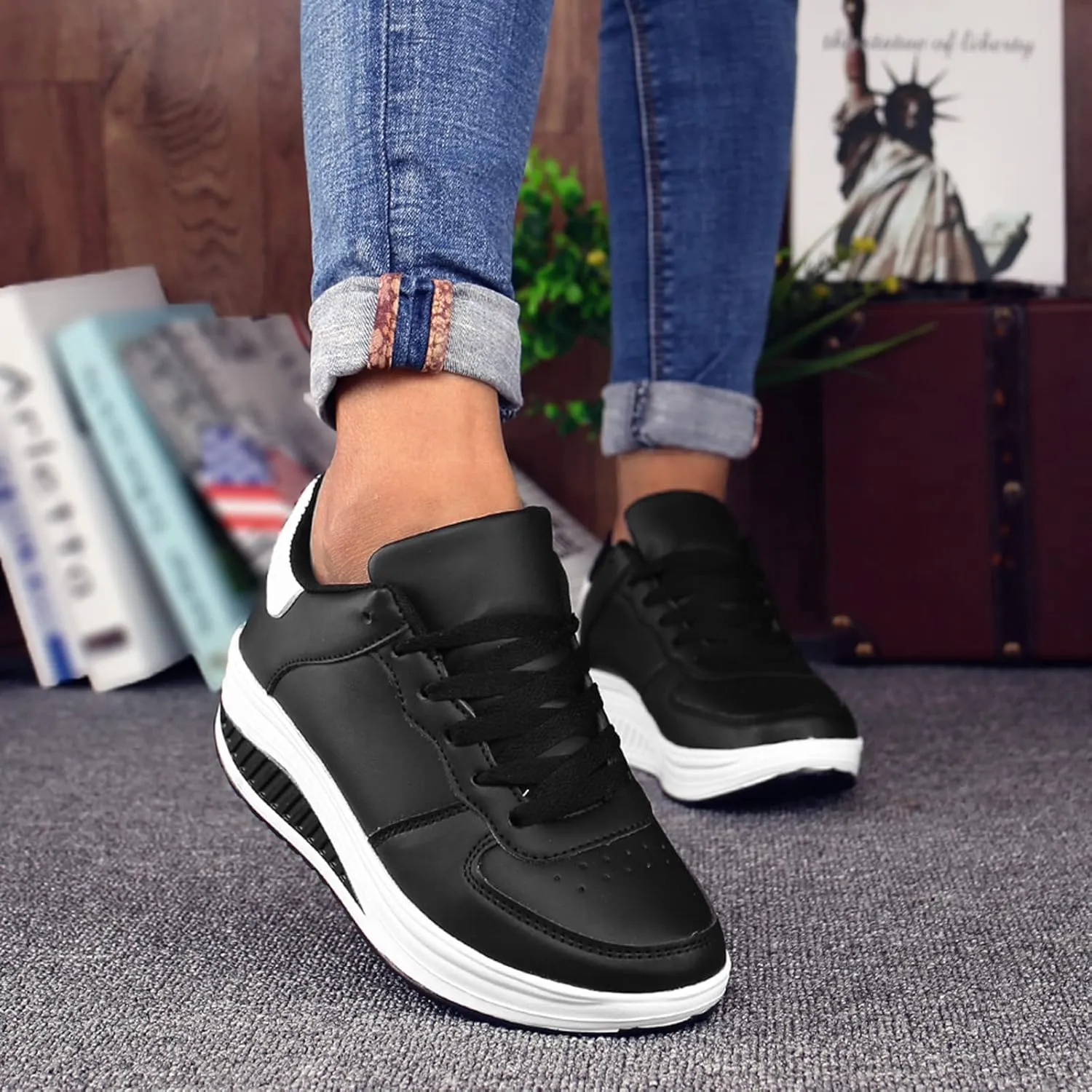Women's Espadrille Platform Sneakers Chunky Fashion Casual Shoes for Women Comfortable Walking Lightweight Non Slip Memory Foam Insole Sneakers for Women