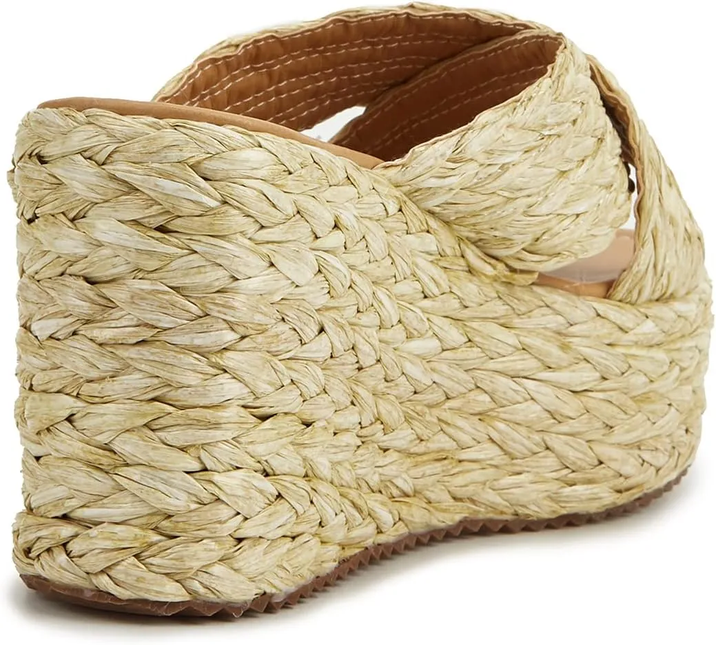 Womens Espadrille Platform Wedge Sandal Open Toe High Heel Elastic Ankle Strap Wedges