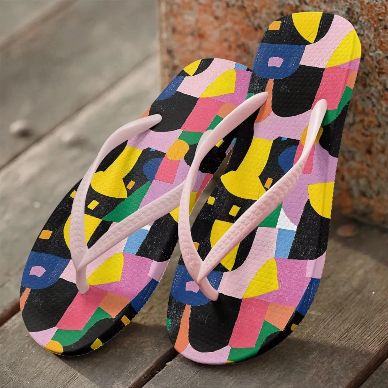 Women's Flip-Flops Colorful Patterns Slippers Women's Casual Sandals Indoor Outdoor