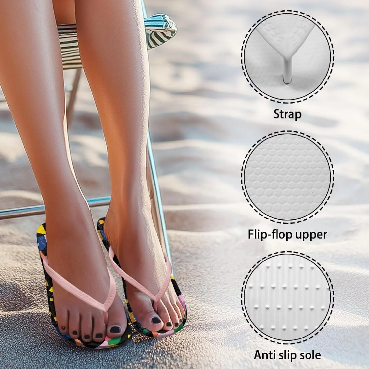 Women's Flip-Flops Colorful Patterns Slippers Women's Casual Sandals Indoor Outdoor