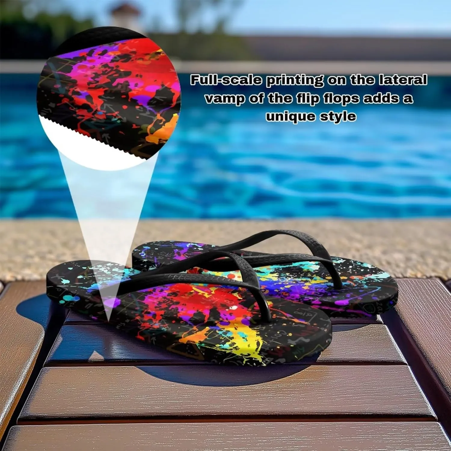 Women's Flip-Flops Colorful Patterns Slippers Women's Casual Sandals Indoor Outdoor