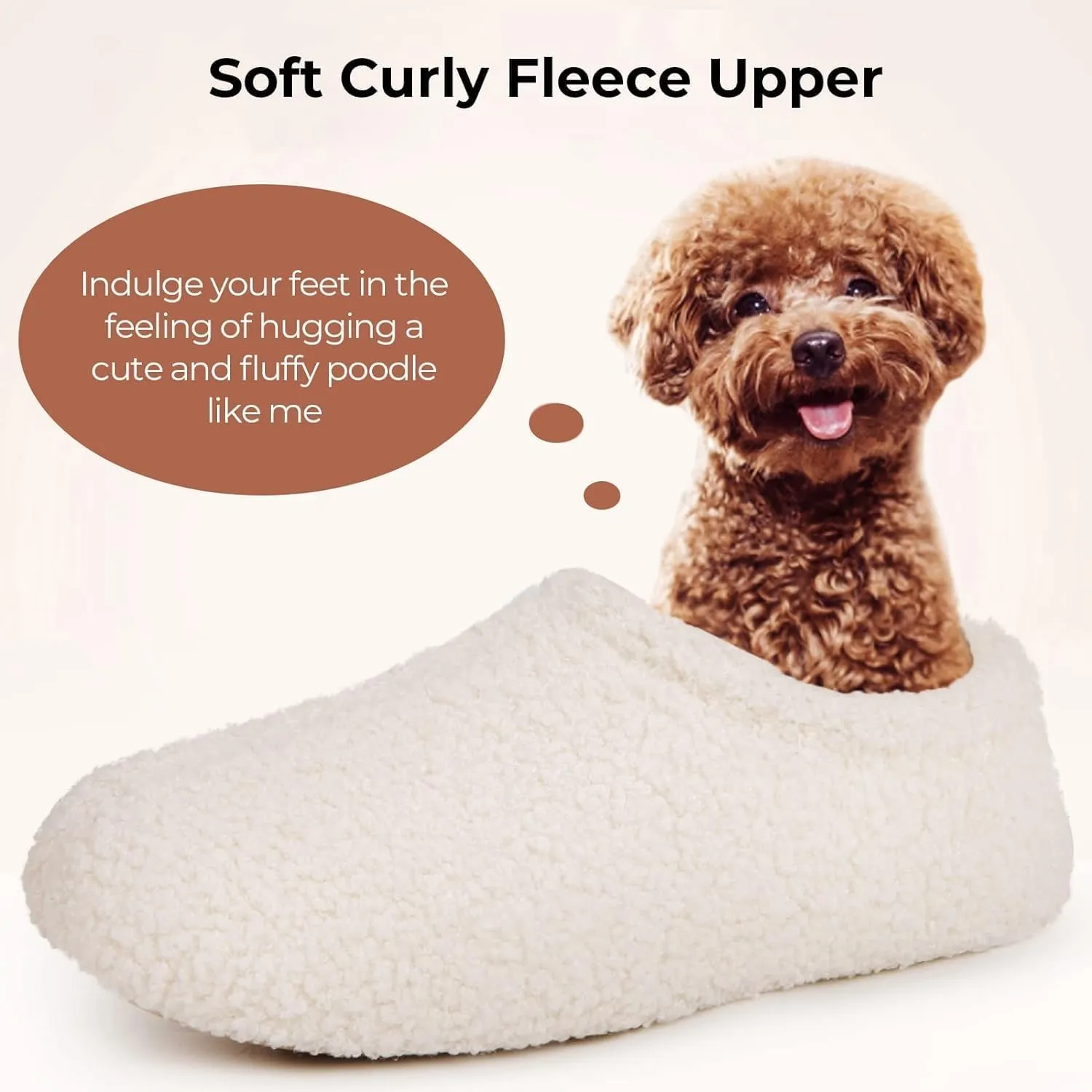 Women's Fuzzy Curly Fur Memory Foam Loafer Slippers with Polar Fleece Lining