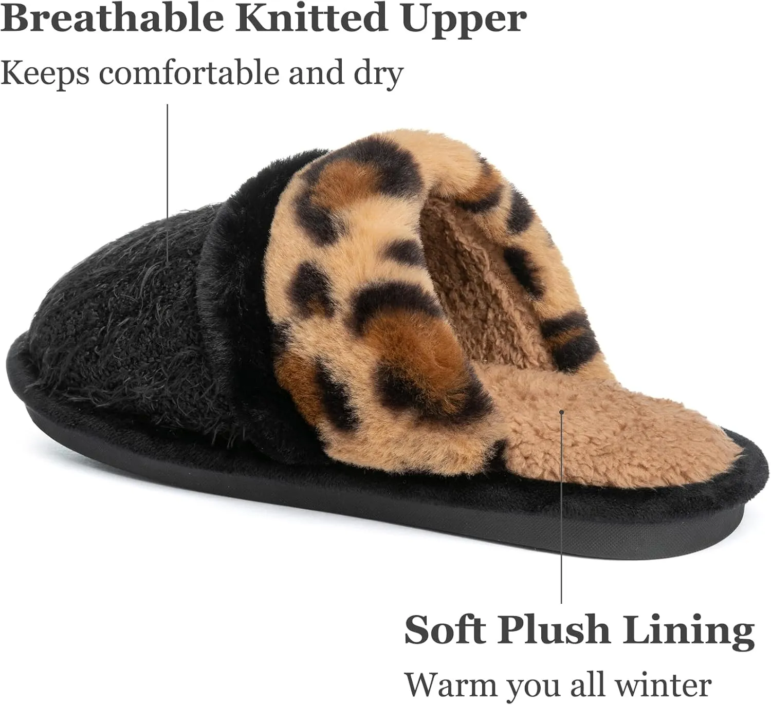 Women's Fuzzy Memory Foam Slippers Warm Gifts Trendy House Slippers Anti-Skid Rubber House Shoes for Women Mom Girlfriend Indoor Outdoor