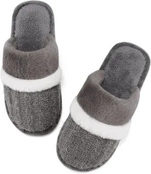 Women's Fuzzy Memory Foam Slippers Warm Gifts Trendy House Slippers Anti-Skid Rubber House Shoes for Women Mom Girlfriend Indoor Outdoor
