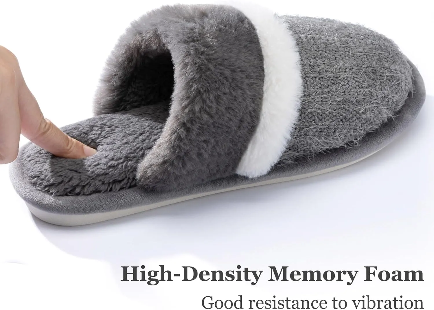 Women's Fuzzy Memory Foam Slippers Warm Gifts Trendy House Slippers Anti-Skid Rubber House Shoes for Women Mom Girlfriend Indoor Outdoor