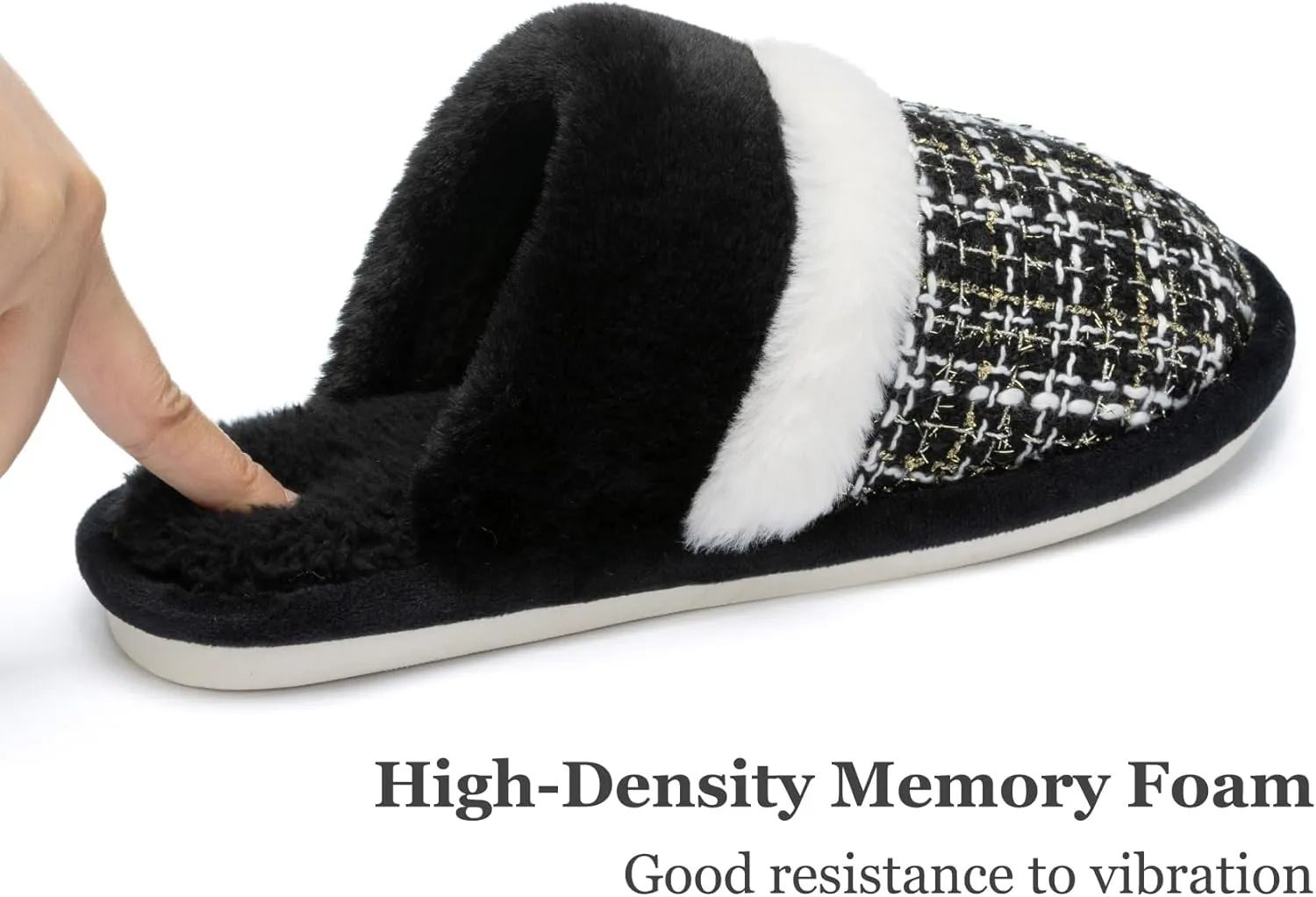Women's Fuzzy Memory Foam Slippers Warm Gifts Trendy House Slippers Anti-Skid Rubber House Shoes for Women Mom Girlfriend Indoor Outdoor
