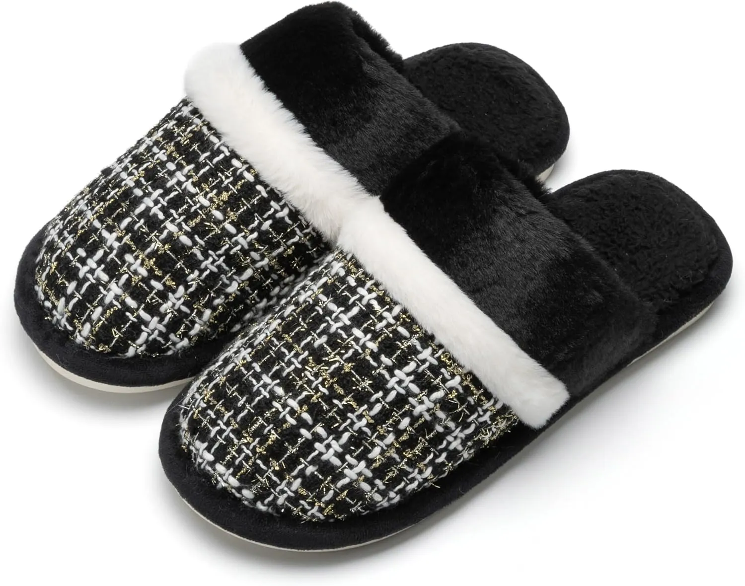 Women's Fuzzy Memory Foam Slippers Warm Gifts Trendy House Slippers Anti-Skid Rubber House Shoes for Women Mom Girlfriend Indoor Outdoor