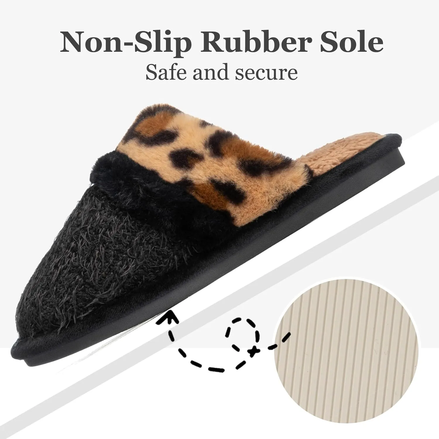 Women's Fuzzy Memory Foam Slippers Warm Gifts Trendy House Slippers Anti-Skid Rubber House Shoes for Women Mom Girlfriend Indoor Outdoor