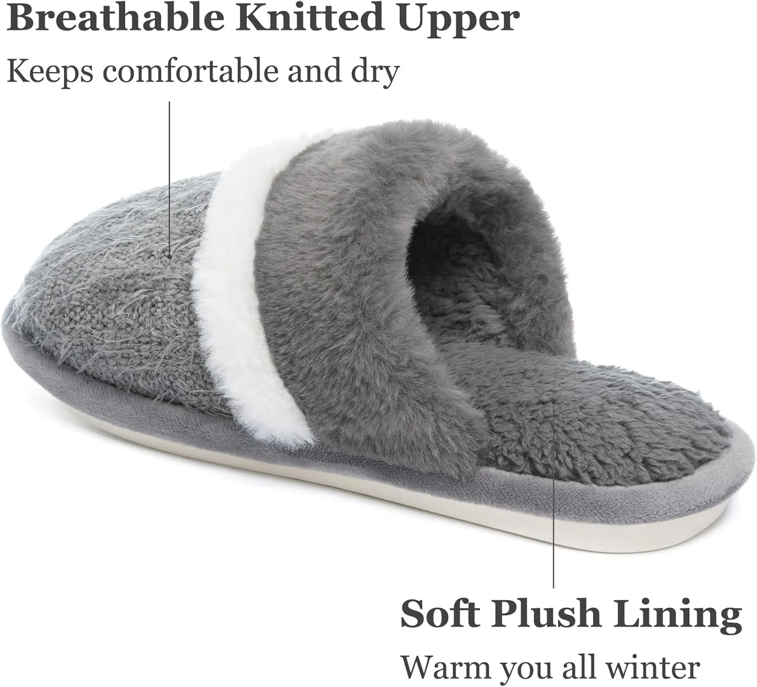 Women's Fuzzy Memory Foam Slippers Warm Gifts Trendy House Slippers Anti-Skid Rubber House Shoes for Women Mom Girlfriend Indoor Outdoor