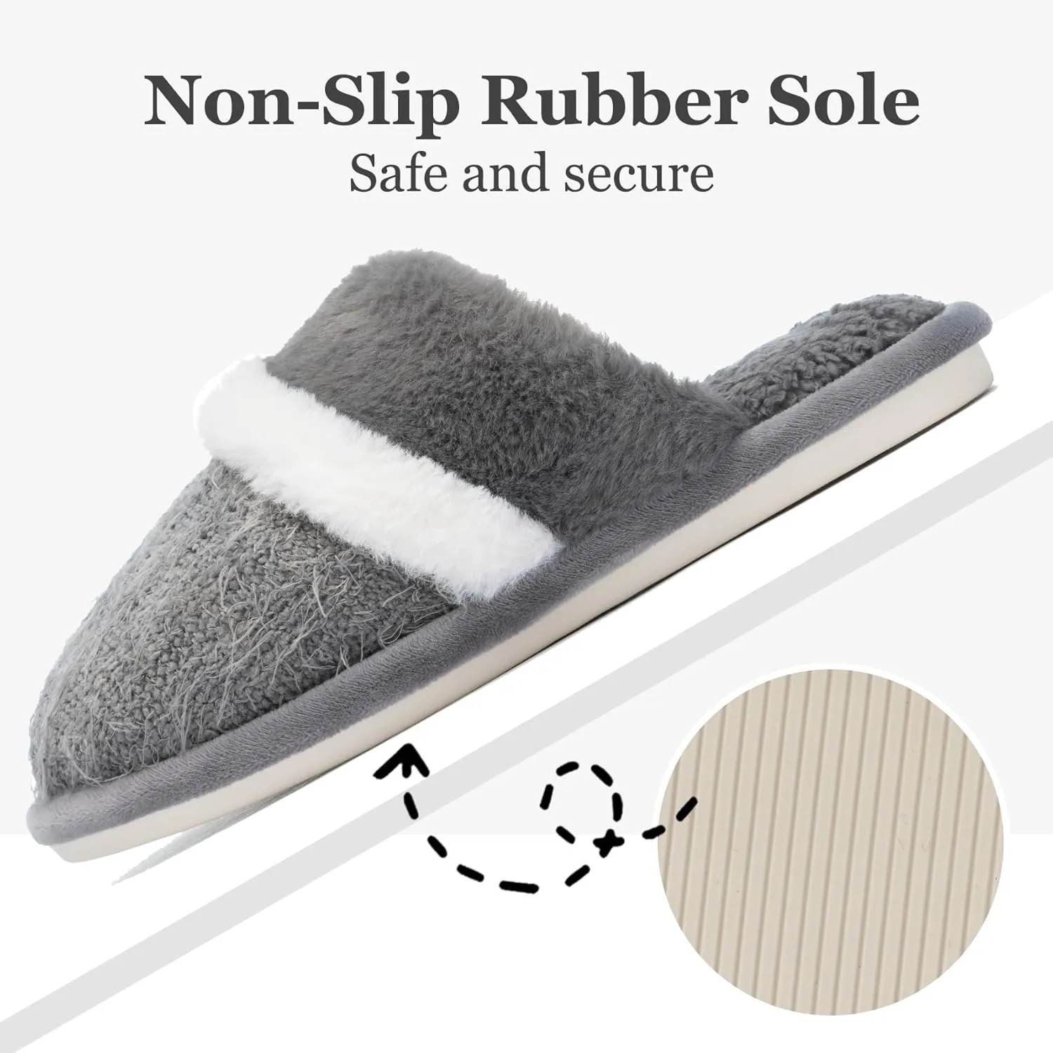 Women's Fuzzy Memory Foam Slippers Warm Gifts Trendy House Slippers Anti-Skid Rubber House Shoes for Women Mom Girlfriend Indoor Outdoor