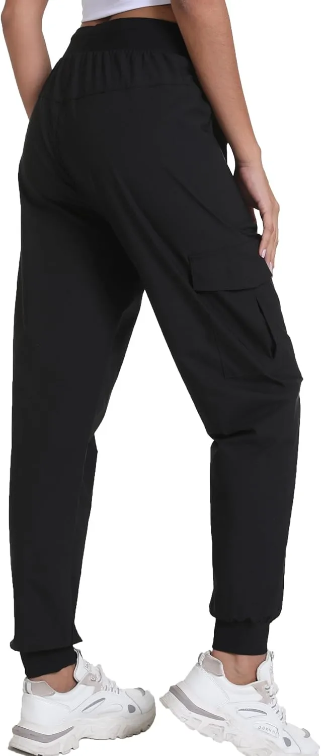 Women's Joggers with Pockets, Hiking Cargo Water Resistant Lightweight Pants for Women Workout Athletic Travel Camping