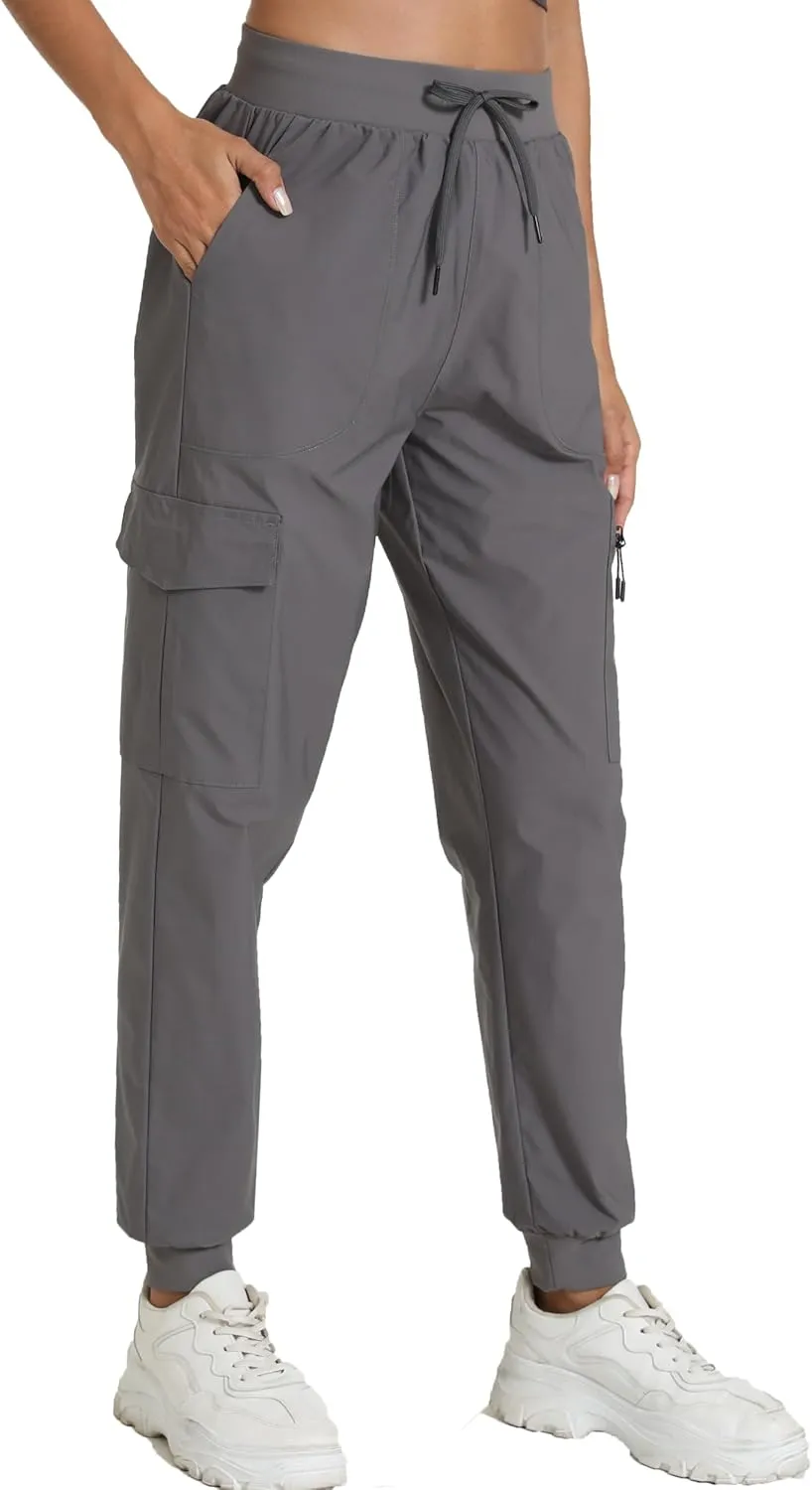 Women's Joggers with Pockets, Hiking Cargo Water Resistant Lightweight Pants for Women Workout Athletic Travel Camping