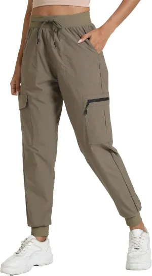Women's Joggers with Pockets, Hiking Cargo Water Resistant Lightweight Pants for Women Workout Athletic Travel Camping