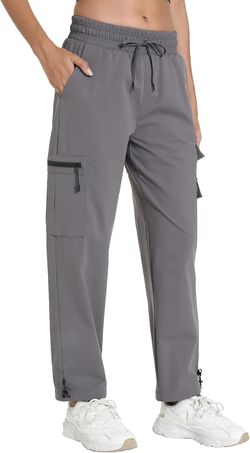 Women's Joggers with Pockets, Hiking Cargo Water Resistant Lightweight Pants for Women Workout Athletic Travel Camping