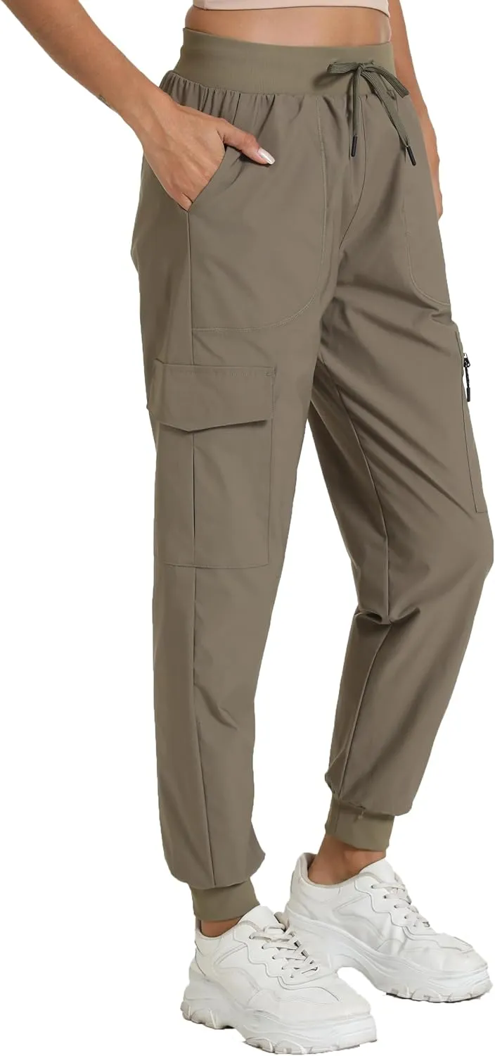 Women's Joggers with Pockets, Hiking Cargo Water Resistant Lightweight Pants for Women Workout Athletic Travel Camping