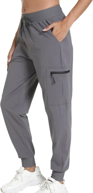 Women's Joggers with Pockets, Hiking Cargo Water Resistant Lightweight Pants for Women Workout Athletic Travel Camping