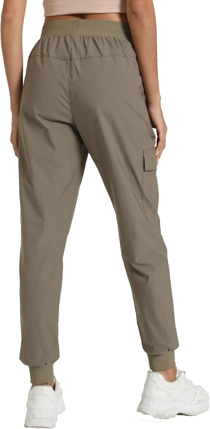 Women's Joggers with Pockets, Hiking Cargo Water Resistant Lightweight Pants for Women Workout Athletic Travel Camping