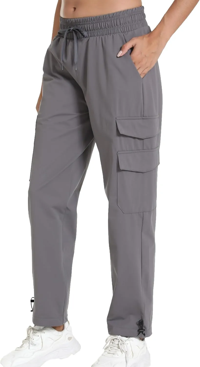 Women's Joggers with Pockets, Hiking Cargo Water Resistant Lightweight Pants for Women Workout Athletic Travel Camping