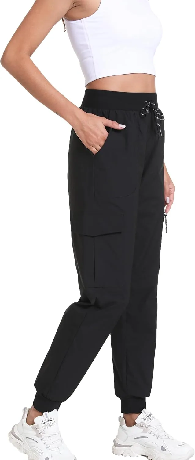 Women's Joggers with Pockets, Hiking Cargo Water Resistant Lightweight Pants for Women Workout Athletic Travel Camping