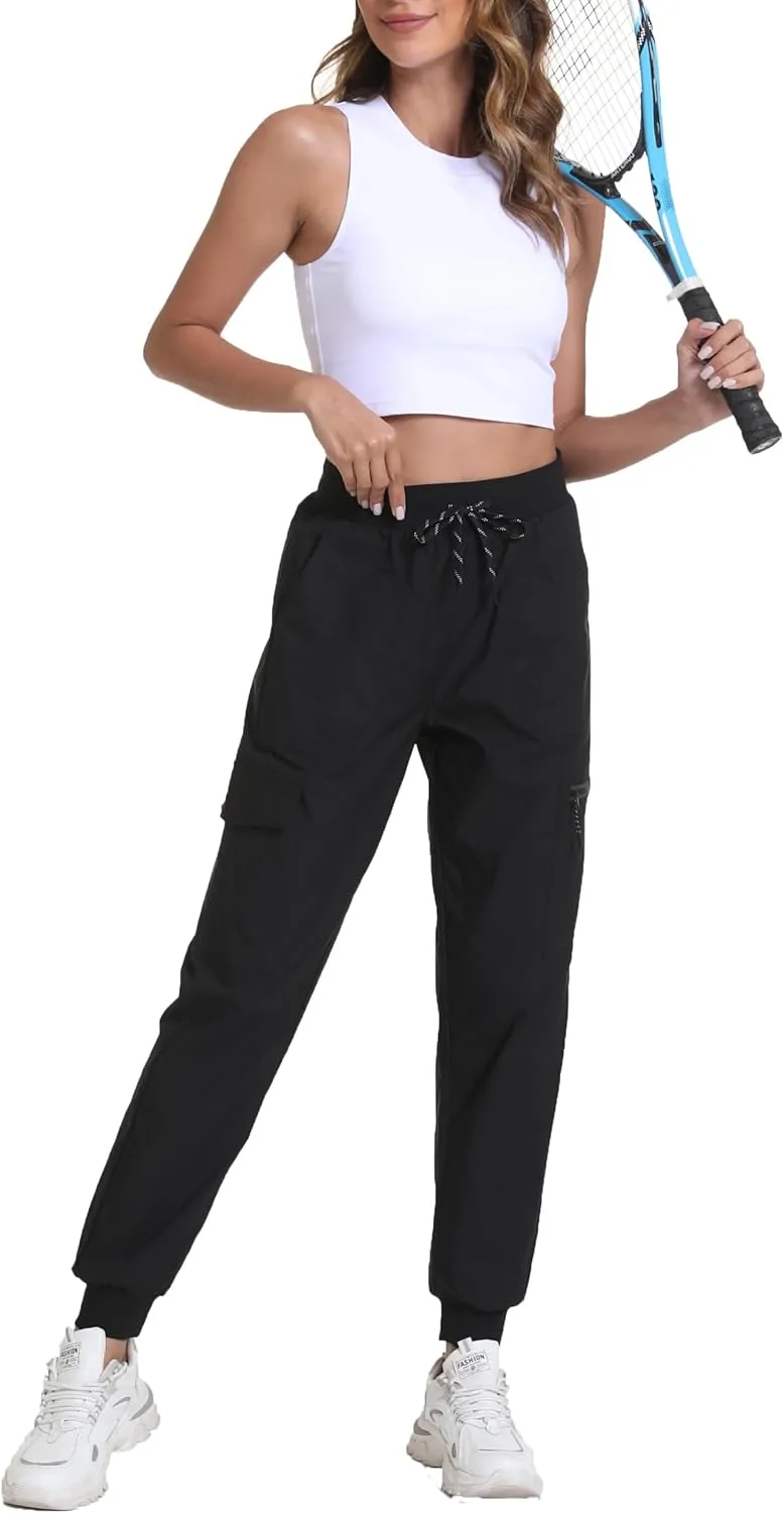 Women's Joggers with Pockets, Hiking Cargo Water Resistant Lightweight Pants for Women Workout Athletic Travel Camping