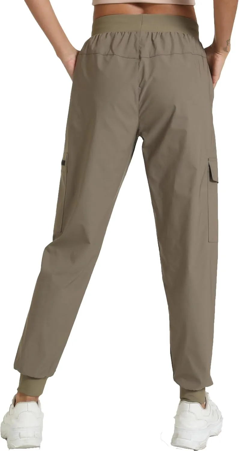 Women's Joggers with Pockets, Hiking Cargo Water Resistant Lightweight Pants for Women Workout Athletic Travel Camping