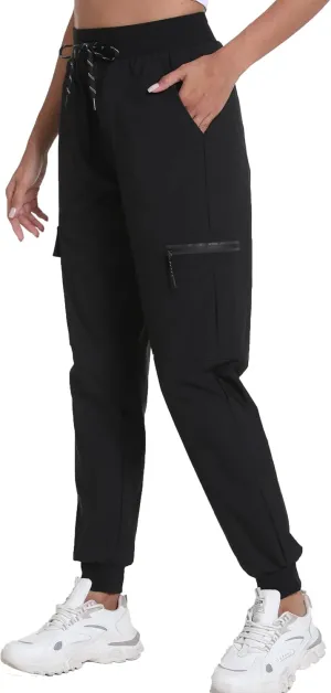 Women's Joggers with Pockets, Hiking Cargo Water Resistant Lightweight Pants for Women Workout Athletic Travel Camping